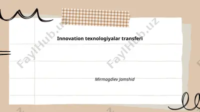 innovation texnologiyalar transferi — PPTX