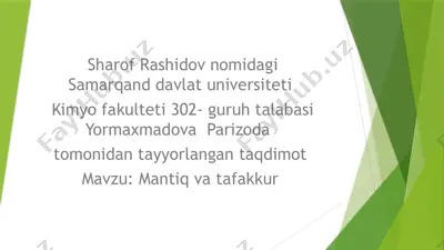 mantiq va tafakkur — PPTX