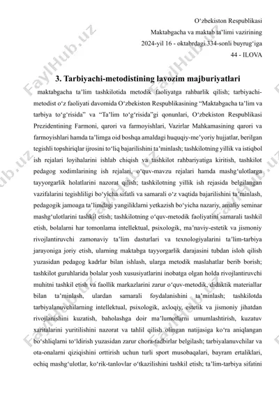 tarbiyachi-metodistining lavozim majburiyatlari — DOCX