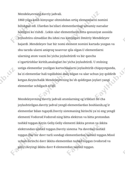 mendeleyevning davriy jadvali — DOCX