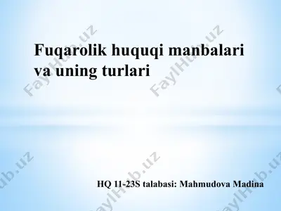 fuqarolik huquqi manbalari va uning turlari — PPTX