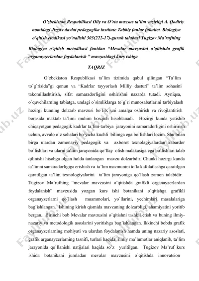 mevalar mavzusini o’qitishda grafik organayzerlardan foydalanish — DOCX