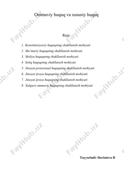 ommaviy huquq va xususiy huquq — DOCX