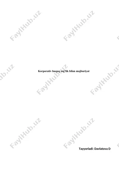 korporativ huquq sog'lik bilan majburiyat — DOCX