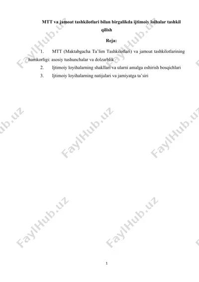 mtt va jamoat tashkilotlari bilan birgalikda ijtimoiy loihalar tashkil qilish — DOCX