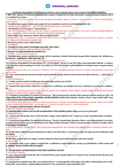 o‘zbekiston respublikasi prezidentining asarlari va ma’ruzalarida jamiyat rivoji xamda ta’lim-tarbiya masalalari — PDF