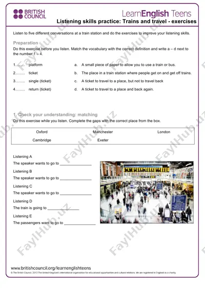 listening exercises at a train station — PDF