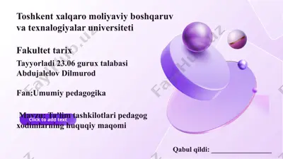pedagoglarning huquqiy maqomi — PPTX