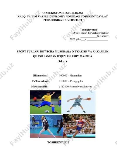 sport turlari bo`yicha musobaqa o`tkazish va xakamlik qilish fanidan o‘quv uslubiy majmua — DOCX