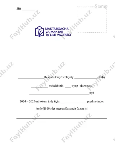 döwlet attestasiyasy ýazan işi üçin dürs ýazuw kadasynyň kohup galmagy — DOCX