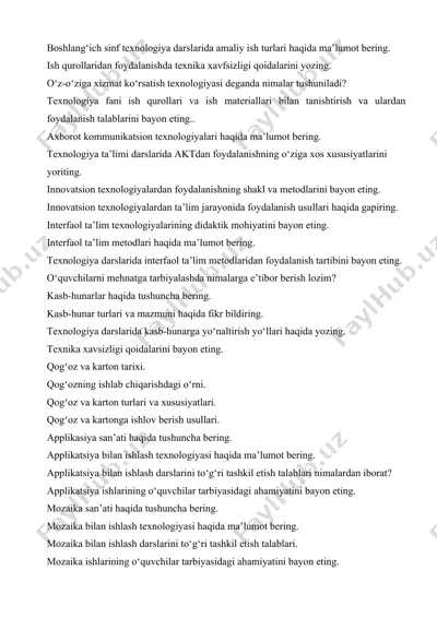 boshlang‘ich sinf texnologiya darslarida amaliy ish turlari — DOCX