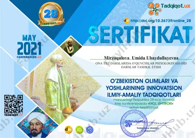ona tili darslarida o'quvchilar psixologiyasi oid darslar tashkil etish — PDF