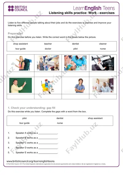 listening skills practice: work - exercises — PDF