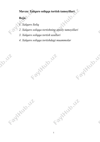 xalqaro soliqqa tortish tamoyillari — DOCX