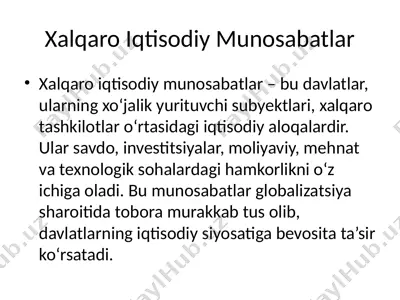 xalqaro iqtisodiy munosabatlar — PPTX