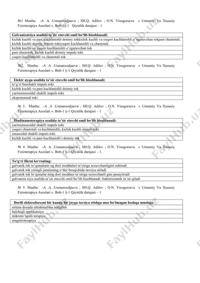 umumiy va xususiy fizioterapiya asoslari — DOCX
