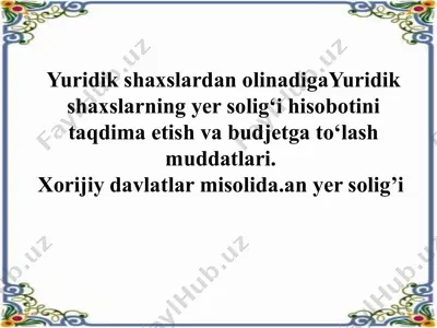 yer solig'i haqida ma'lumotlar — PPT