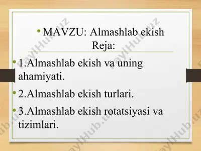 almashlab ekish — PPT