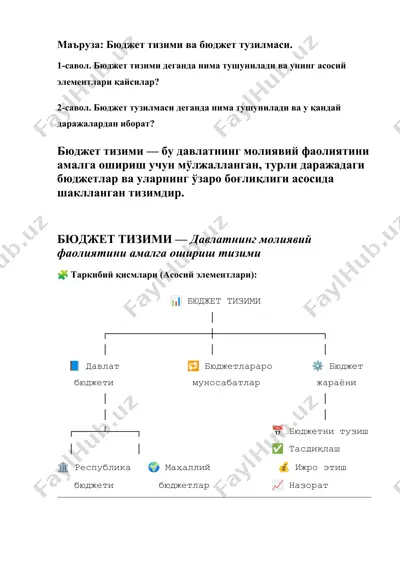 бюджет тизими ва бюджет тузилмаси — DOCX