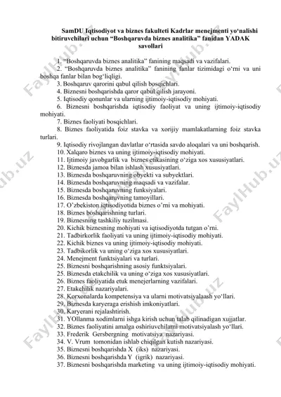 "boshqaruvda biznes analitika" — DOCX