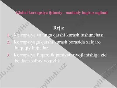 korrupsiya va unga qarshi kurash tushunchasi — PPTX