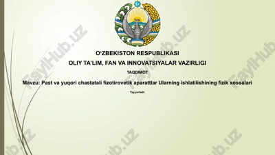 past va yuqori chastotali fizioterapiya qurilmalari — PPTX