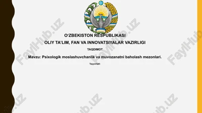 psixologik moslashuvchanlik va muvozanat: ta'riflar va o'zaro bog'liqlik — PPTX