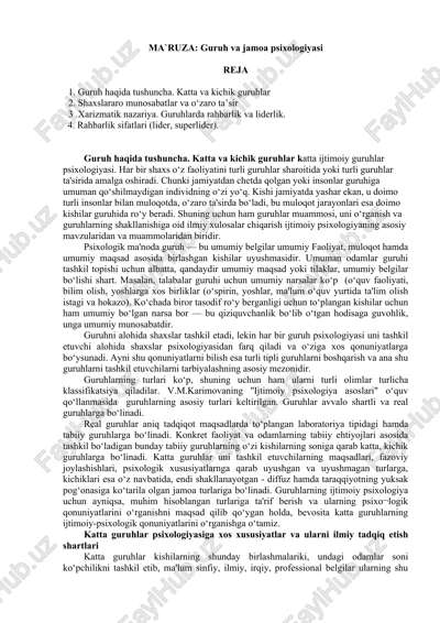 guruh va jamoa psixologiyasi — DOCX
