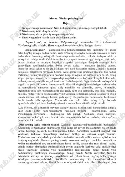 nizolar psixologiyasi — DOCX