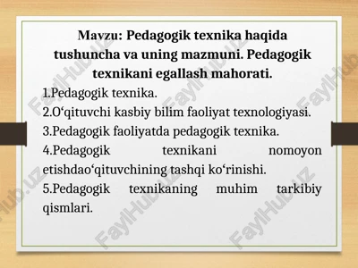 pedagogik texnika — PPT