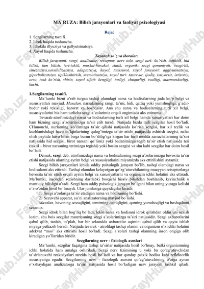 sezgilarning tasnifi — DOCX