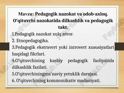 pedagogik nazokat va odob-axloq — PPT