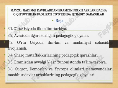 oʻrta osiyoda ilk ta’lim va tarbiya — PPT