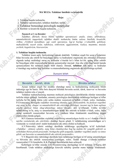 tafakkur intellekt va kreativlik — DOCX