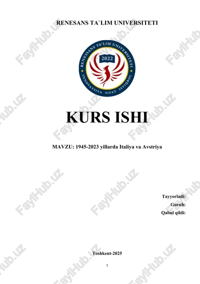 1945-2023 yillarda italiya va avstriya kurs ishi — DOCX