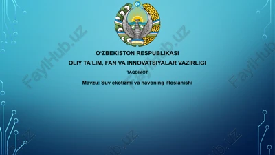 suv ekoturizmi va havo ifloslanishi — PPTX