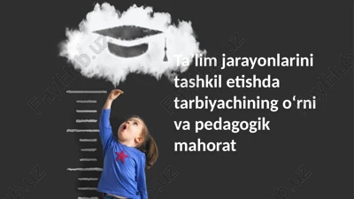 taʼlim jarayonlarini tashkil etishda tarbiyachining oʻrni va pedagogik mahorati — PPTX