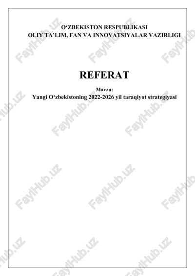 yangi oʻzbekistoning 2022-2026 yil taraqiyot strategiyasi — DOCX