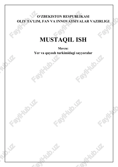 yer va quyosh turkimidagi sayyoralar — DOCX