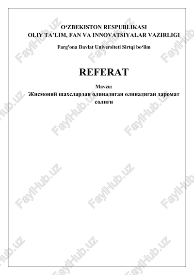 jismoniy shaxslardan olinadigan daromad solig'i — DOCX