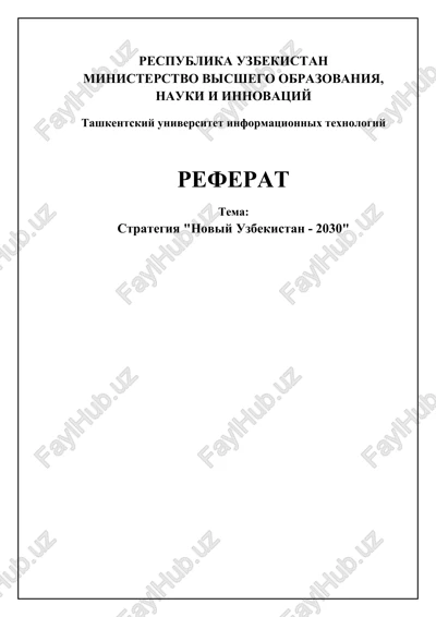 strategiya "noviy uzbekistan - 2030" — DOCX