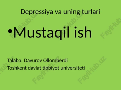 depressiya va uning turlari — PPTX