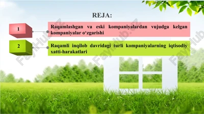 raqamlashgan va eski kompaniyalardan vujudga kelgan kompaniyalar o‘zgarishi — PPTX
