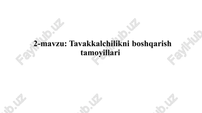 tavakkalchilikni boshqarish tamoyillari — PPTX