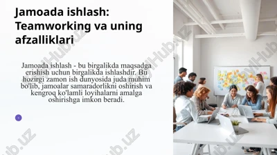 jamoada ishlash: teamworking va uning afzalliklari — PPTX