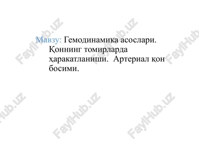 gemodinamika asoslari — PPTX