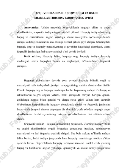 tarbiyaning o‘rni — DOCX