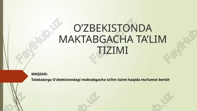 o’zbekistonda maktabgacha ta’lim tizimi — PPTX
