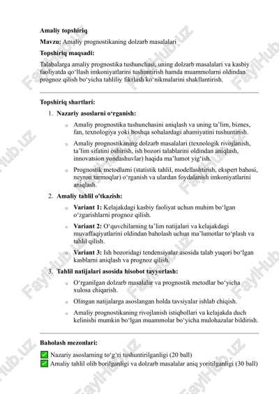amaliy prognostikaning dolzarb masalalari — PDF