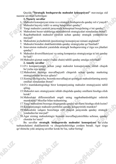 strategik boshqaruvda mahsulot konsepsiyasi — PDF